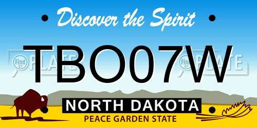 TBO07W North Dakota License Plate