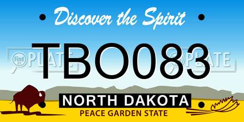 TBO083 North Dakota License Plate