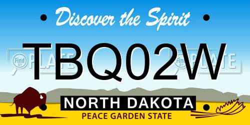TBQ02W North Dakota License Plate
