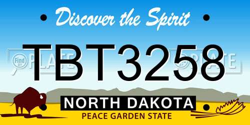 TBT3258 North Dakota License Plate