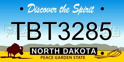 TBT3285 North Dakota License Plate