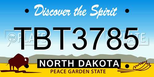 TBT3785 North Dakota License Plate