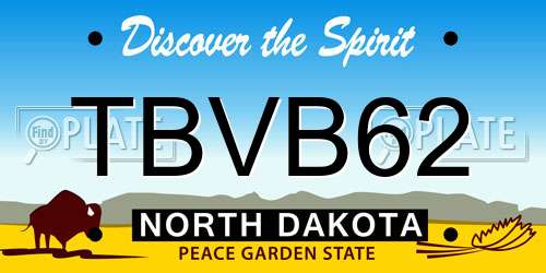TBVB62 North Dakota License Plate