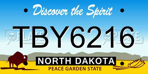 TBY6216 North Dakota License Plate