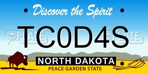 TC0D4S North Dakota License Plate