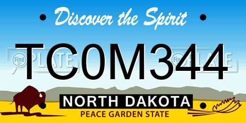 TC0M344 North Dakota License Plate