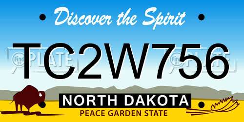 TC2W756 North Dakota License Plate