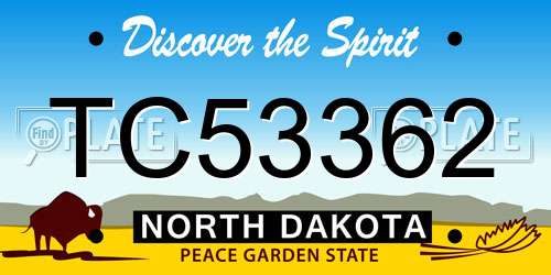 TC53362 North Dakota License Plate