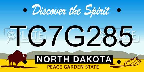TC7G285 North Dakota License Plate