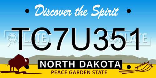 TC7U351 North Dakota License Plate