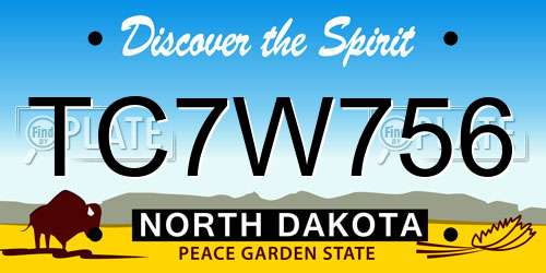 TC7W756 North Dakota License Plate