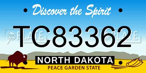 TC83362 North Dakota License Plate