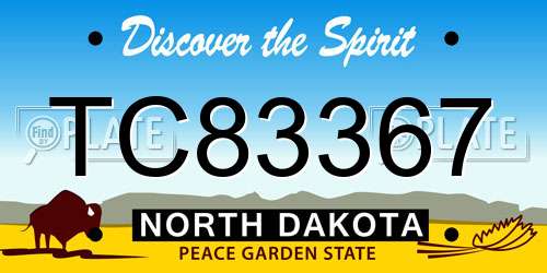 TC83367 North Dakota License Plate