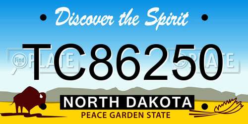 TC86250 North Dakota License Plate