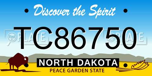 TC86750 North Dakota License Plate