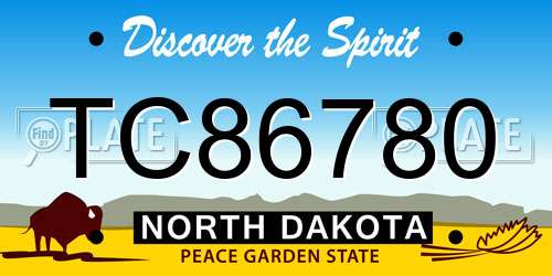 TC86780 North Dakota License Plate