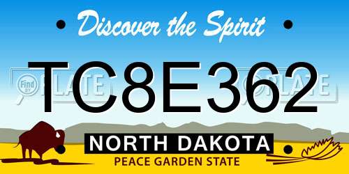 TC8E362 North Dakota License Plate