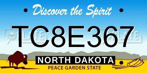 TC8E367 North Dakota License Plate