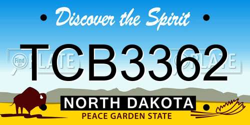 TCB3362 North Dakota License Plate