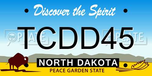 TCDD45 North Dakota License Plate