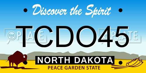 TCDO45 North Dakota License Plate