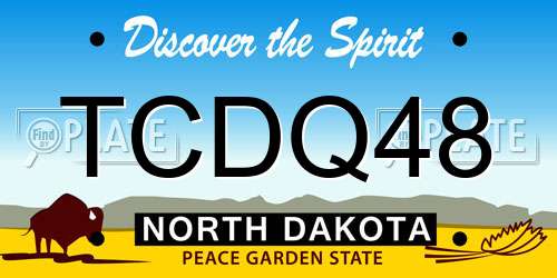 TCDQ48 North Dakota License Plate