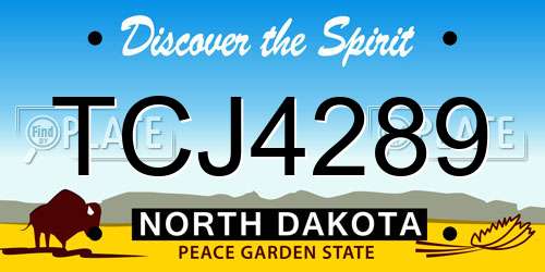 TCJ4289 North Dakota License Plate