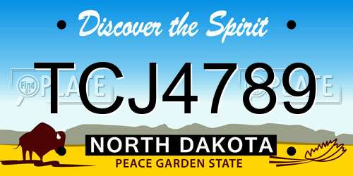 TCJ4789 North Dakota License Plate