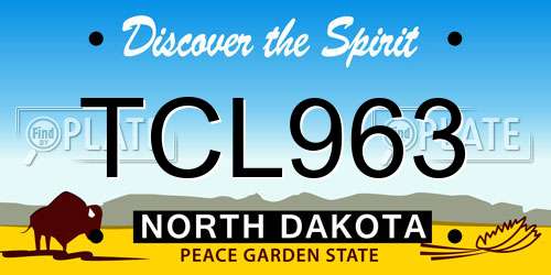 TCL963 North Dakota License Plate