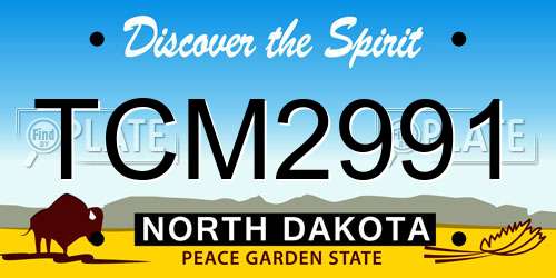 TCM2991 North Dakota License Plate