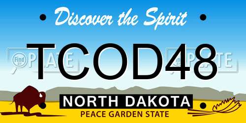 TCOD48 North Dakota License Plate