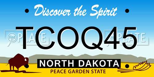 TCOQ45 North Dakota License Plate