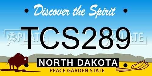 TCS289 North Dakota License Plate