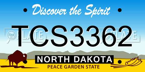 TCS3362 North Dakota License Plate