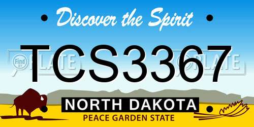 TCS3367 North Dakota License Plate