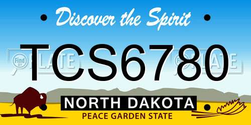 TCS6780 North Dakota License Plate