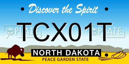 TCX01T North Dakota License Plate
