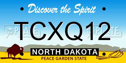 TCXQ12 North Dakota License Plate