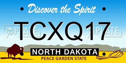 TCXQ17 North Dakota License Plate