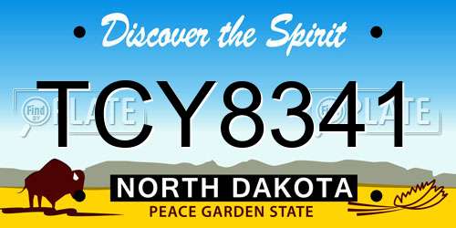 TCY8341 North Dakota License Plate