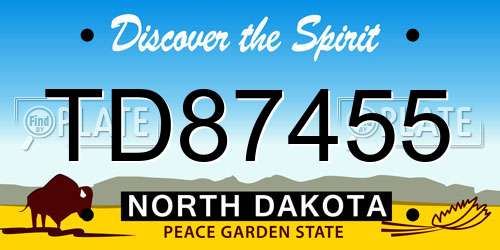 TD87455 North Dakota License Plate
