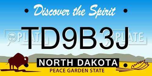 TD9B3J North Dakota License Plate
