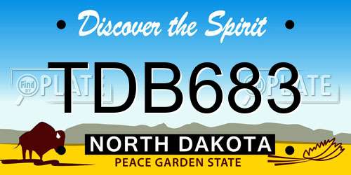 TDB683 North Dakota License Plate