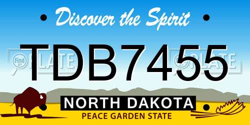 TDB7455 North Dakota License Plate