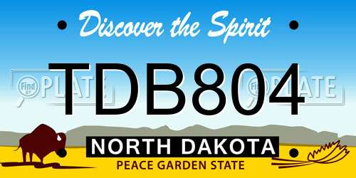 TDB804 North Dakota License Plate