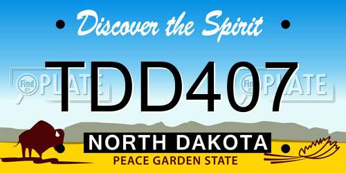 TDD407 North Dakota License Plate