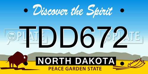 TDD672 North Dakota License Plate