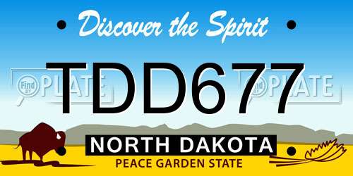 TDD677 North Dakota License Plate