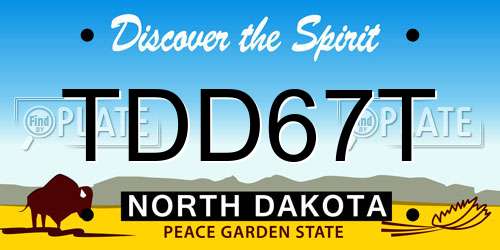 TDD67T North Dakota License Plate