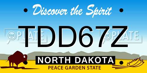 TDD67Z North Dakota License Plate